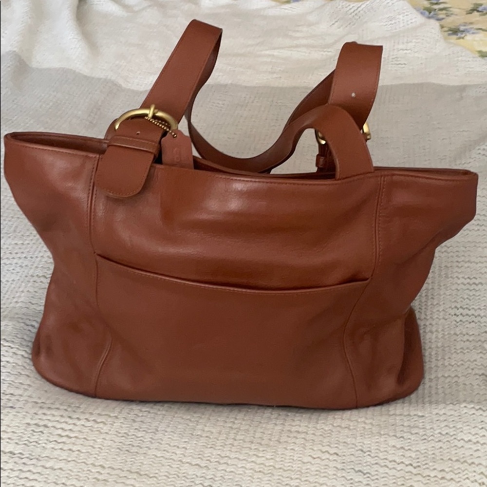 Classic Brown Leather Coach Tote